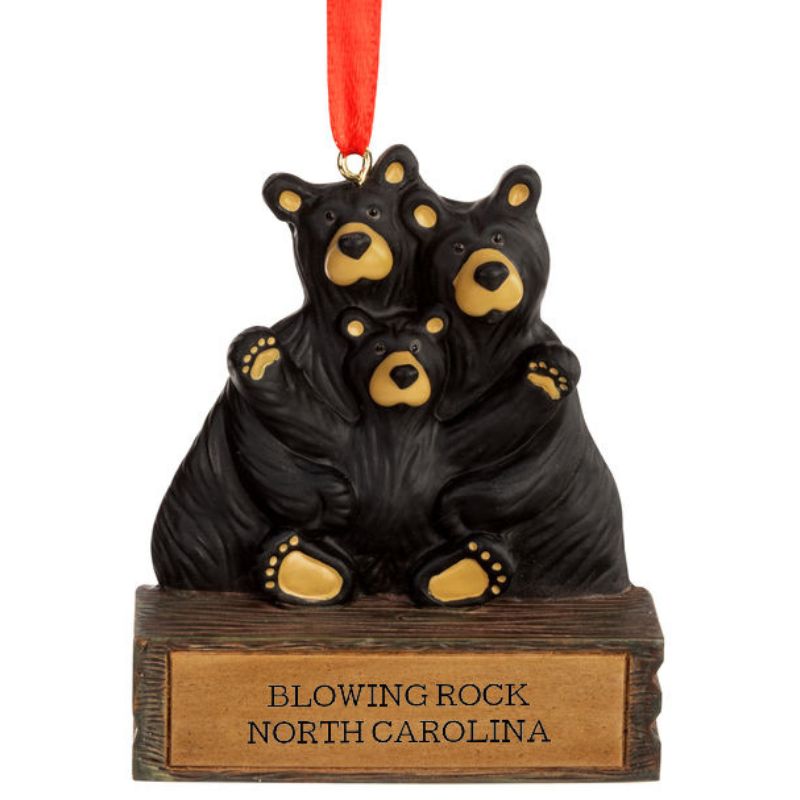 Blowing Rock Bear Family Ornament